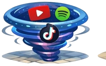 YouTube / Spotify / TikTok vortex